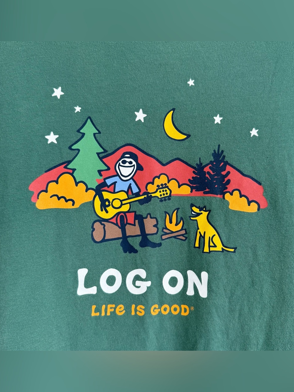 Life Is Good Men’s Crusher Tee 100% Cotton Dark Green Log On Size Medium